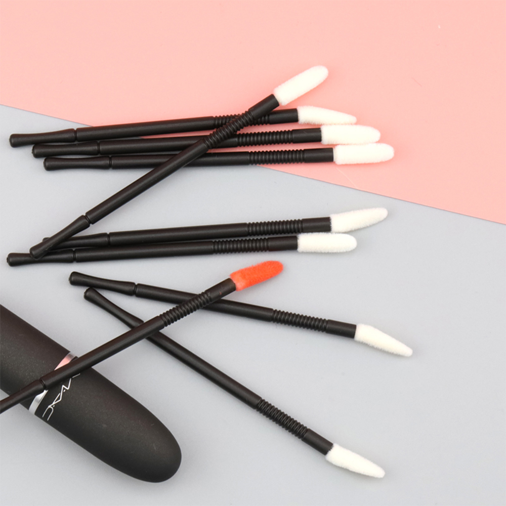 Inquiy for Wholesale Price White and Black 100 Pcs Disposable Lip Brushes with lines